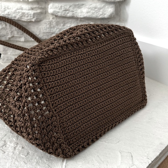 EUC The Sak large brown bucket lined crochet tote beach bag - Picture 7 of 8